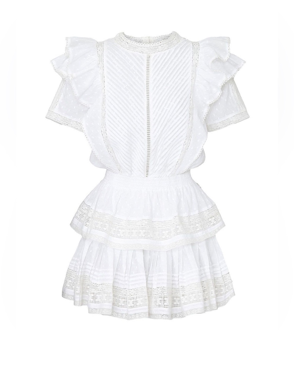 MAIA BERGMAN WHITE LACE MINI DRESS